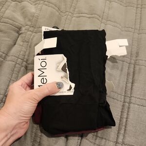 MeMoi Women's 2 Pack (Black And Burgandy)Control Top Shapewear Tights Size L/XL!
